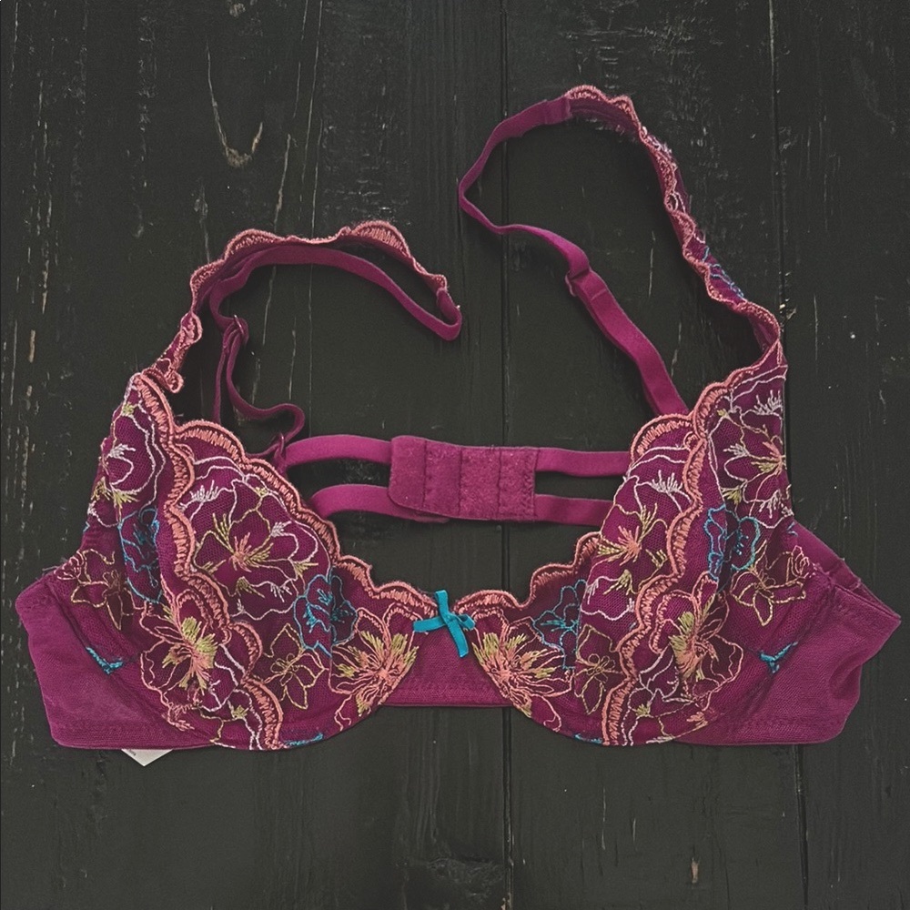Intimately by Free People Purple Lace Underwire Bra with Adjustable Straps-34A